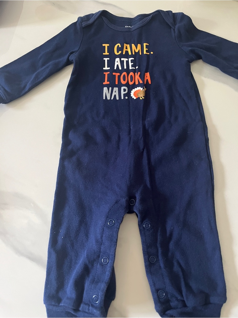 Carter's Navy 'I Came. I Ate. I Took a Nap.' Baby Thanksgiving One-Piece Size 9M